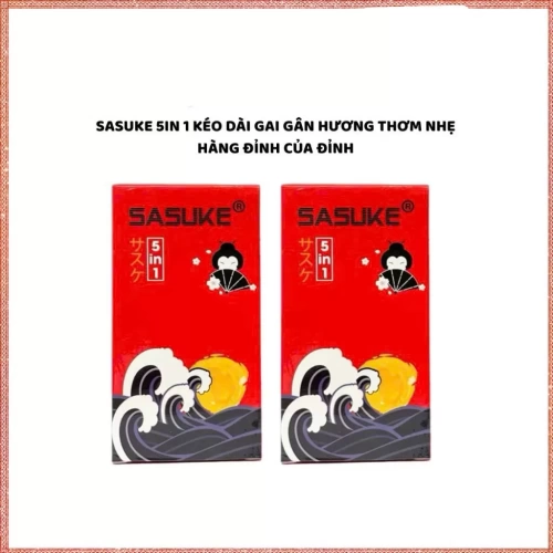 Bao cao su Sasuke Đỏ 5 IN 1 Gân Gai - Kéo dài thời gian
