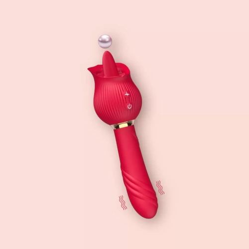 Chày rung thụt Hoa Hồng kết hợp lưỡi liếm cực phê