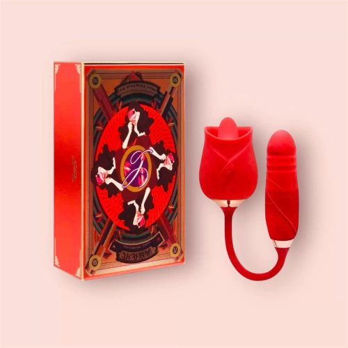 Trứng tình yêu hoa hồng 2 đầu rung thụt, lưỡi liếm cực phê